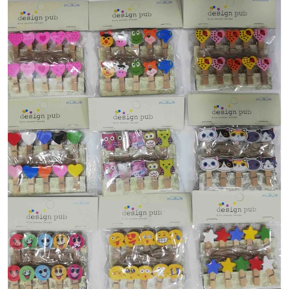 10'lu Şekilli Ahşap Mandallar 3.5cm (10'lu Set-10 Paket) ürün görseli