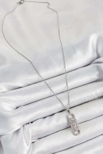 Zirkon Taşlı Messika Model Gümüş Renk Kadın Kolye - EBJ250711W36513 - Resim 2