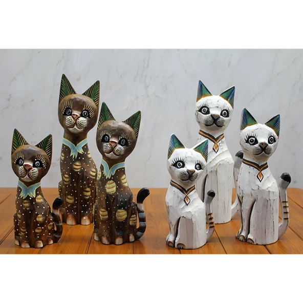 Ahşap 3'lü Kedi Seti 30 Cm Okas:2 - 1