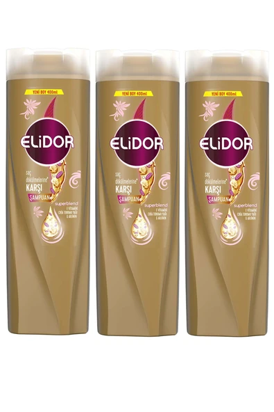 Elidor Superblend Saç Dökülmelerine Karşı Şampuan Chia Tohumu Yağı Arjinin 400 ml x 3 Adet
