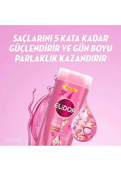 Elidor Superblend Saç Bakım Şampuanı Güçlü ve Parlak E Vitamini Makademya Yağı 400 ml X3 - 3
