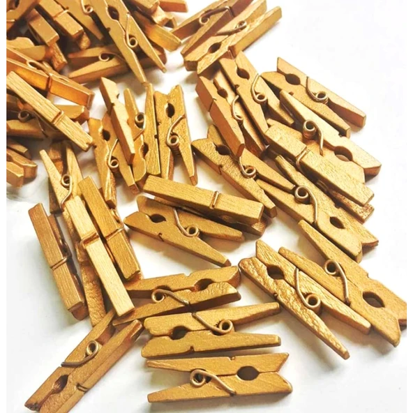 100'lü Gold Ahşap Mandal 2.5cm (10'lu Paket-1000 Adet) ürün görseli 1