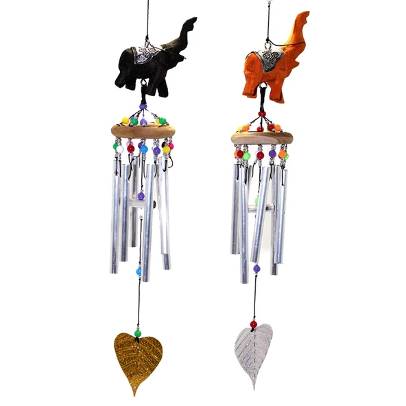 Üstü Ahşap Altı Metallı Filli Rüzgar Çanı 1/3 ürün görseli 1