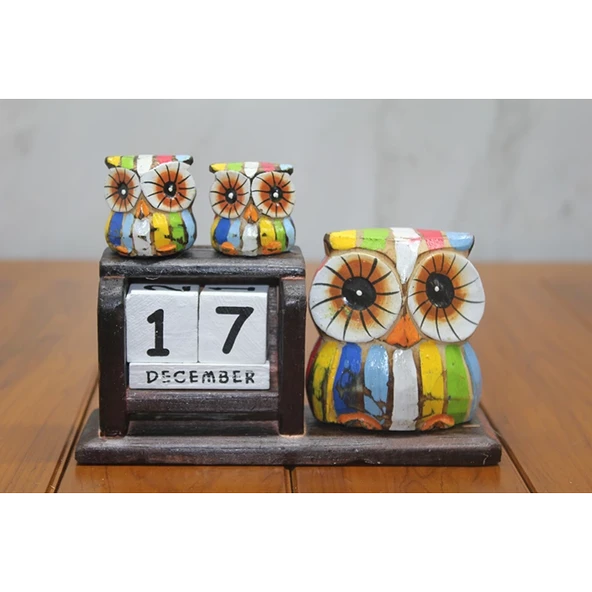 Ahşap Baykuş Takvim Polos-18 ürün görseli