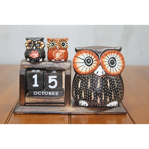 Ahşap Baykuş Takvim Polos-19 ürün görseli 1