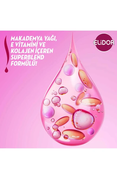 Elidor Superblend Şampuan ve Bakım Kremi Güçlü ve Parlak 2'si 1 Arada E Vitamini Makademya Yağı Kolajen 400 ml x3 - 4