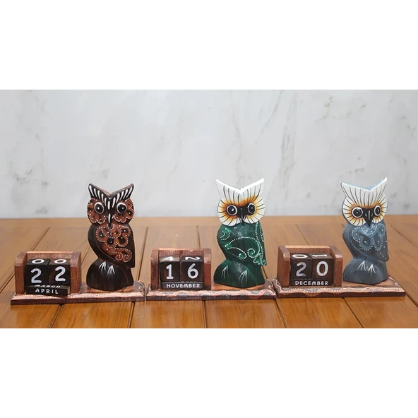 Ahşap Baykuş Takvim Polos-14 ürün görseli 1