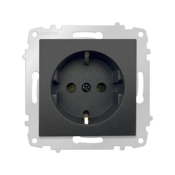 11 Adet Ovivo Grano Siyah Topraklı Priz Çerçevesiz