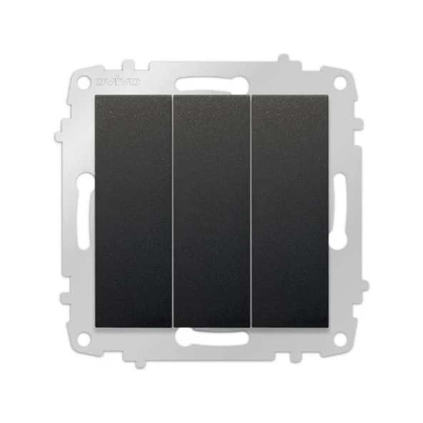 9 Adet Ovivo Grano Siyah Üçlü Anahtar Çerçevesiz