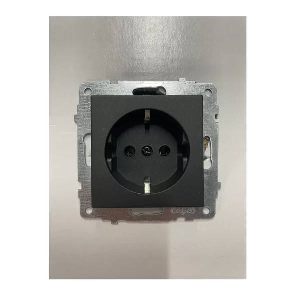 Ovivo Grano Siyah Topraklı Priz + Komütatör (ikili) Anahtar Set - Resim 3