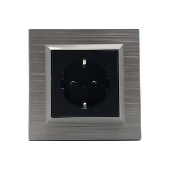 Ovivo Quantum Manyetik Gri Topraklı Priz+çerçeve Dahil ürün görseli 1