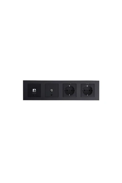 Ovivo Grano Siyah Dörtlü Set Numerins (telefon)+tv+priz+priz - 1