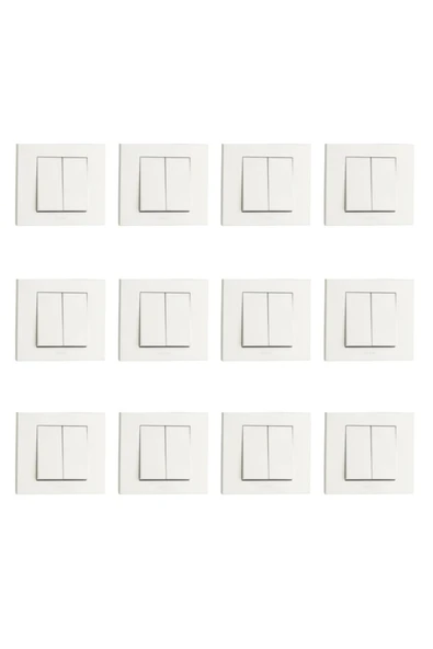 12 Adet Ovivo Grano Beyaz Komütatör Ikili Anahtar Çerçeve Dahil 12'li Paket / Set ürün görseli 1