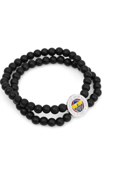 Fenerbahçe Orijinal Lisanslı Fb Logo Çiftli Mat Onix Doğaltaş Bileklik Hediyelik Ahşap Kutulu - 2