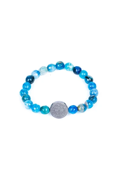 Fenerbahçe Orijinal Lisanslı FB Mavi Akik Fasetli Doğaltaş Bileklik