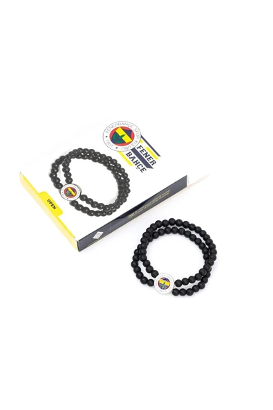 Fenerbahçe Orijinal Lisanslı Fb Logo Çiftli Mat Onix Doğaltaş Bileklik - 3