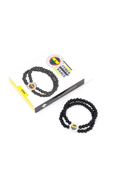 Fenerbahçe Orijinal Lisanslı Fb Logo Çiftli Mat Onix Doğaltaş Bileklik Hediyelik Ahşap Kutulu - 4