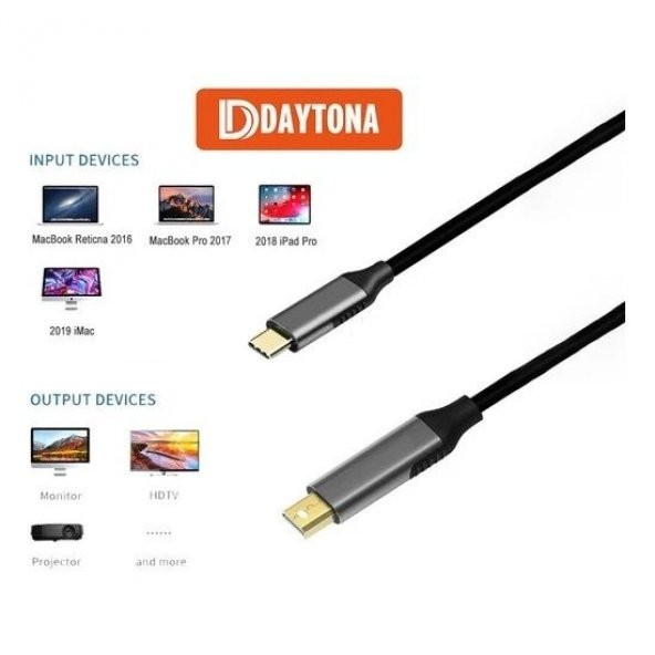 DAYTONA K-02 TYPE-C=MİNİ DP ADAPTÖR ÇEVİRİCİ (4K GÖRÜNTÜ AKTARIM KABLOSU) - 2