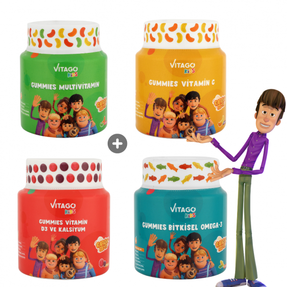 4lü Paket Vitago Kids Gummies Vitamin Seti