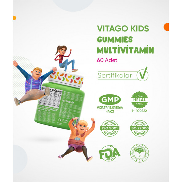 4lü Paket Vitago Kids Gummies Vitamin Seti - 5