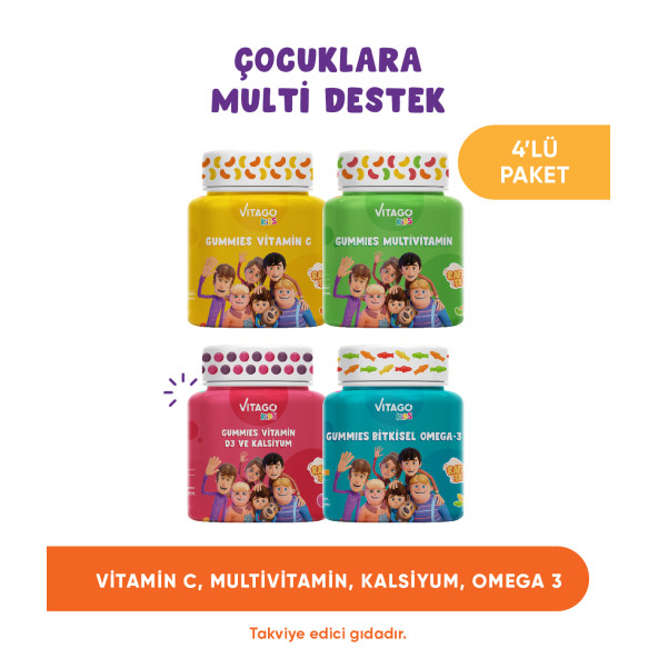 4lü Paket Vitago Kids Gummies Vitamin Seti