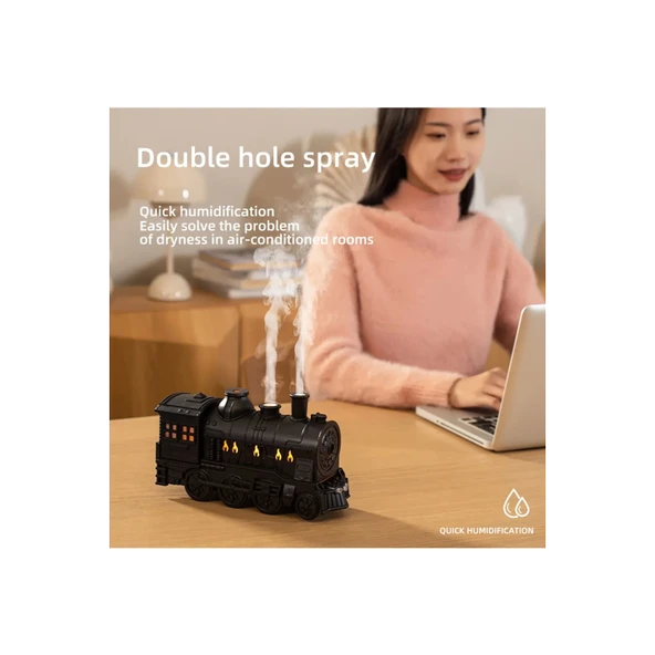 Tren Şeklinde Buharlı Oda Hava Nemlendirici Işık Buhar Makinesi Kumandalı - 5