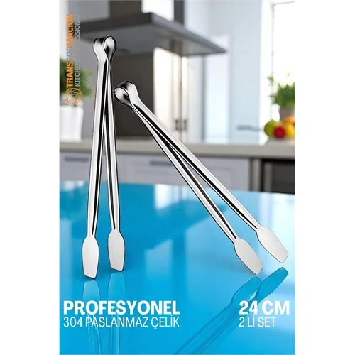 Modacar Mutfak Maşası - Mangal Barbekü Maşası - Izgara Maşası Tava Maşası Çelik  24 Cm - 1