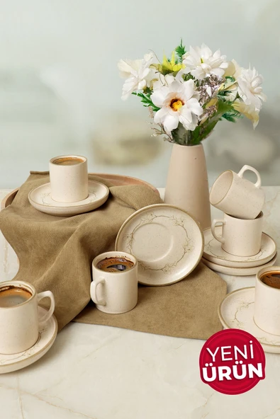 Keramika Taupe Bloom Nordic Kahve Takımı 12 Parça 6 Kişilik 22520-28 - 9