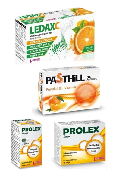 PASTHİLL PASTHİLL Ledax C Vıtamın 30 Saşe Ve Portakal 24 Pastil Ve Prolex 10 Saşe Ve Probiyotik 10 Kapsül