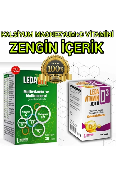 LEDAPHARMA LEDAPHARMA LEDA VİTAMİN D3 KP + MULTİVİTAMİN 30 TB ürün görseli 1