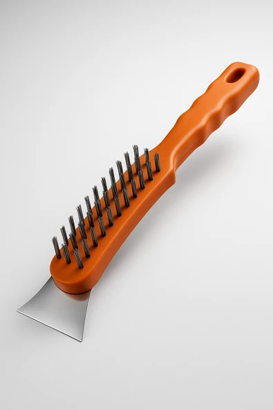 Spatulalı Çelik Tel Fırça 270 mm Metal Kazıma Temizleme Pas Sökücü Çelik Kıllı El Tipi Nalbur Fırça - 4