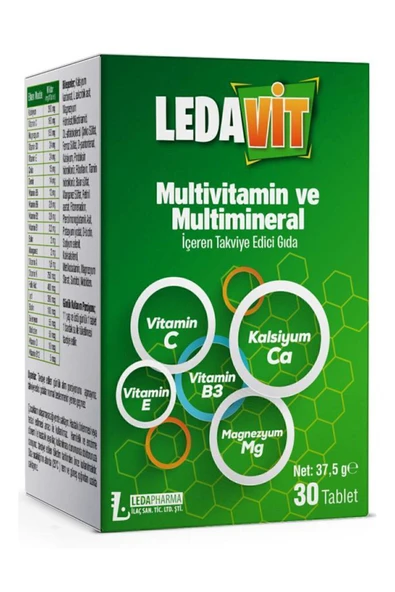 LEDAPHARMA LEDAPHARMA Multivitamin Mineral 30 Tablet (KALSİYUM MAGNEZYUM ÇİNKO DEMİR VB.) - Resim 4