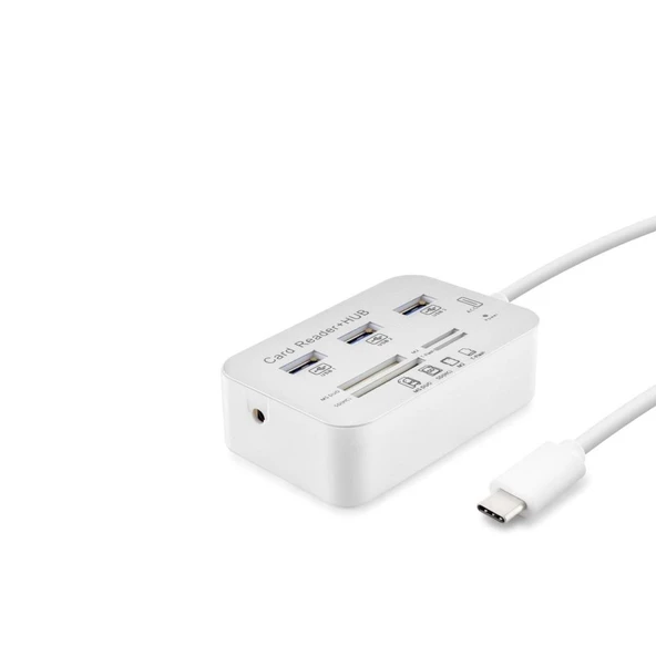 Type-C Hub Combo 3*Usb3.0 + Ms + Sd + M2 + Tf 20Cm Beyaz HDX7029 - 1