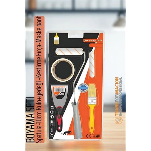 Modacar Boyama Seti - Spatula-10cm Rulo +yedeği -Kestirme Fırça-Maskeleme bant - 1