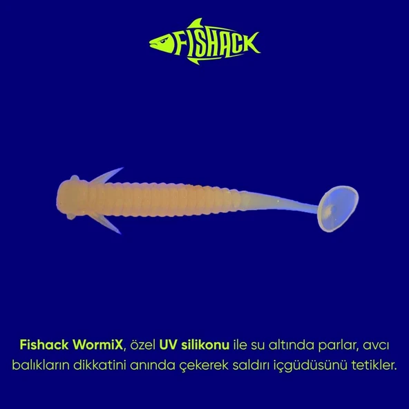 Silikon Kurt Yem - 1g 50mm - Fishack Wormix - 10 Adet - Orange - UV Silikon - Resim 3