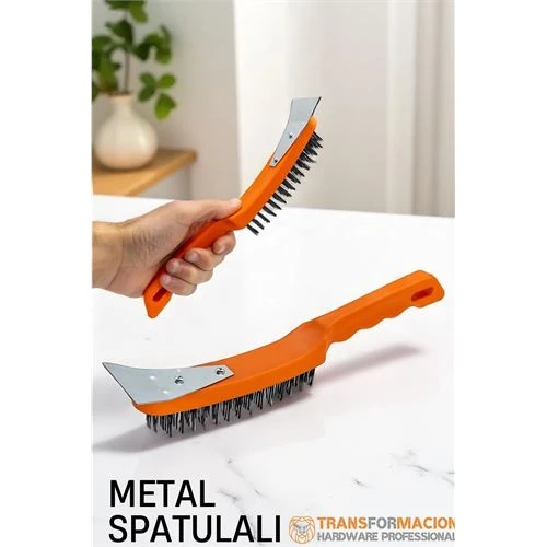 Metal Spatulalı Tel Fırça  - Kazıma Fırçası ürün görseli 1