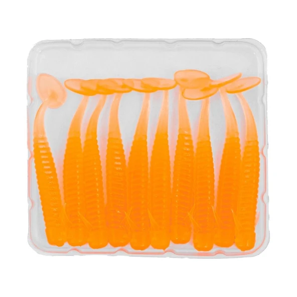 Silikon Kurt Yem - 1g 50mm - Fishack Wormix - 10 Adet - Orange - UV Silikon - Resim 4