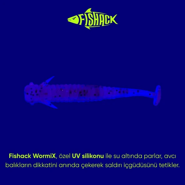 Silikon Kurt Yem - 1g 50mm - Fishack Wormix - 10 Adet - Purple - UV Silikon - Resim 3