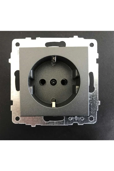 Ovivo Grano Füme Topraklı Priz Modül+kapak - Resim 3