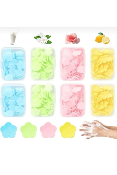 EVİNİZİN VİTRİNİ EVİNİZİN VİTRİNİ Mini Pratik Taşınabilir Çeşitli Kokulu Sihirli Sabun 100 Adet Mini Cep Sabunu