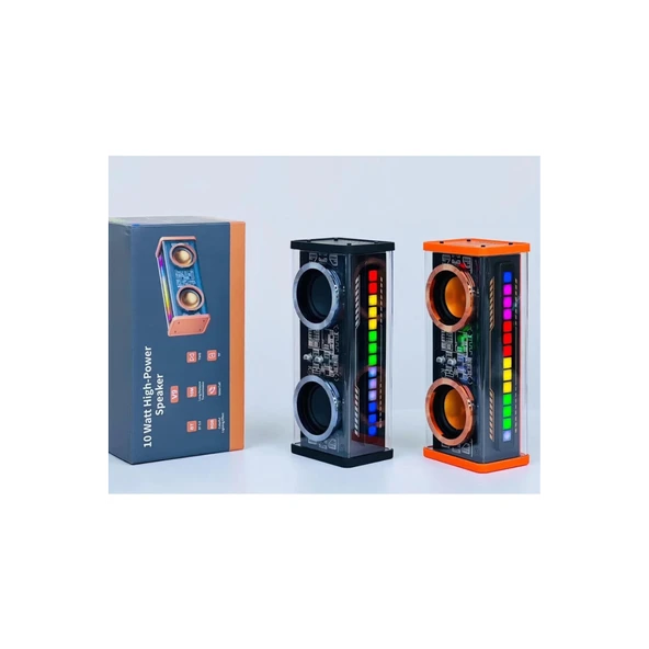 Şeffaf Mecha Müzik Tws Stereo Rgb İşıklı Hoparlör Kablosuz Bluetooth 5.0 Taşınabilir Hoparlör V9 - 2