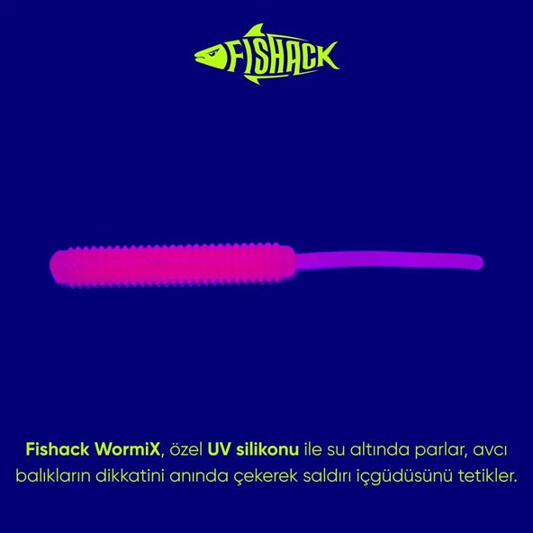 Silikon Kurt Yem - LRF Yem - 1g 52mm - Fishack Wormix - 10 Adet - Pink - UV Silikon - Resim 3