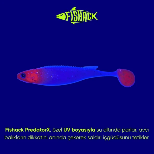 Silikon Sahte Balık - 10g 100mm - Fishack PredatorX - UV Boyalı - Redhead - Resim 3