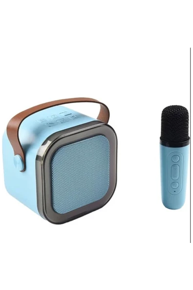 Karaoke Kablosuz Hoparlör Mikrofonlu Rgb Işıklı Bluetooth Speaker Tf Kart/usb Mavi - 5