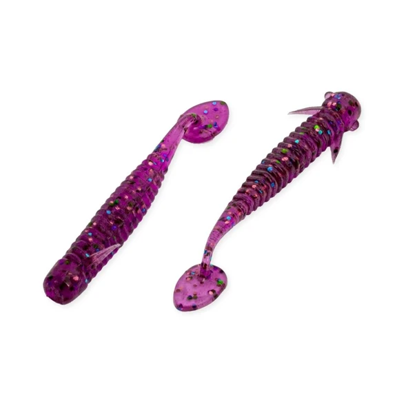 Silikon Kurt Yem - 1g 50mm - Fishack Wormix - 10 Adet - Purple - UV Silikon - Resim 2