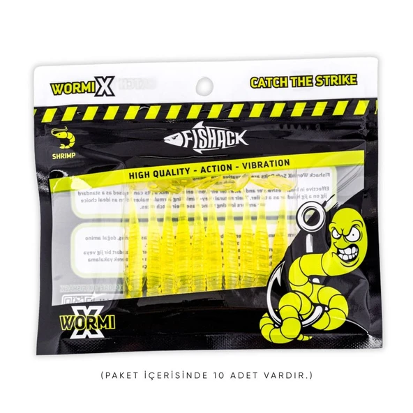 Silikon Kurt Yem - 1g 50mm - Fishack Wormix - 10 Adet - Fluo Green - UV Silikon - Resim 5