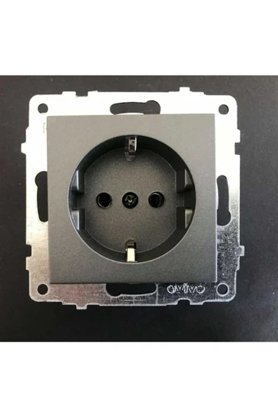 Ovivo Grano Füme Topraklı Priz Modül+kapak - Resim 4