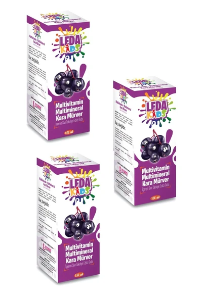 LEDAPHARMA LEDAPHARMA Unisex Kara Mürver Ekstresi C Vitamini Ve Çinko Leda Kids 150 Ml 3 Kutu