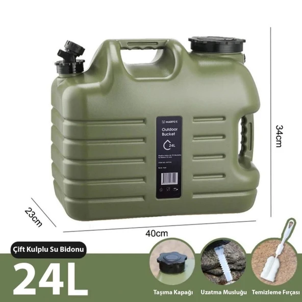 Musluklu Su Bidonu - Madfox Galon Air PE - 24 Litre - Yeşil - 547310 - 2