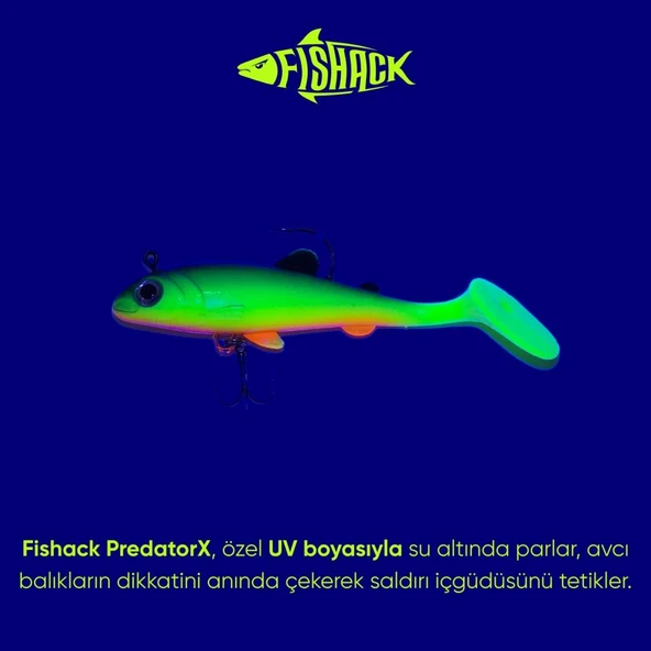 Silikon Sahte Balık - 15g 100mm - Üçlü İğneli - Fishack - UV Boyalı - Liechen - Resim 4